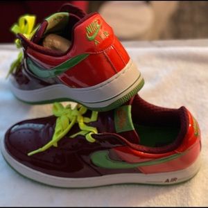 Nike Af1 Premium Sz 12 Burgandy/Lime/Orange/Wht